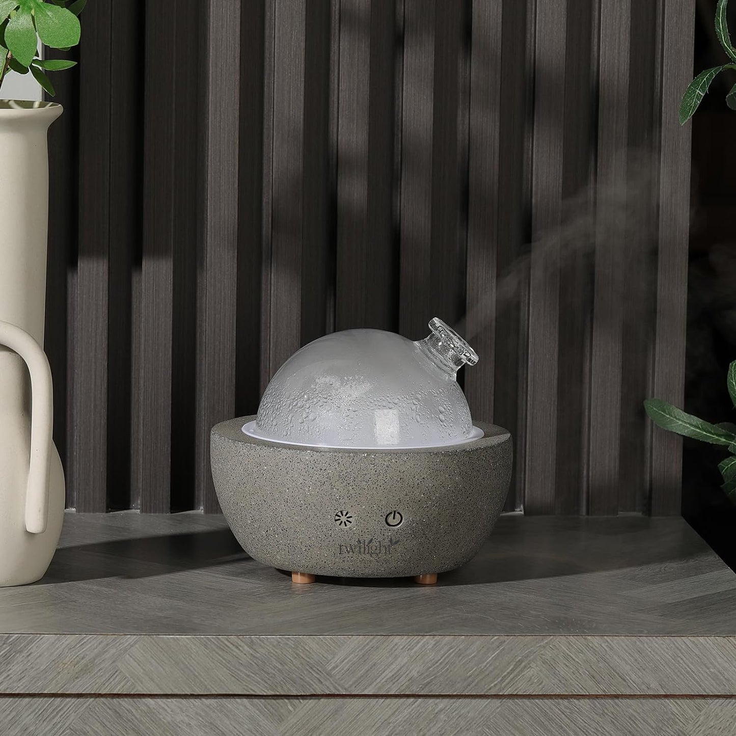 Concrete Humidifier Glass Dome with LED Light